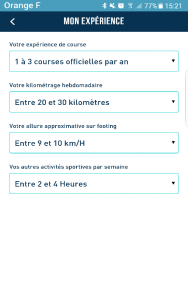 Copie d'écran de l'application FREQUENCE Running