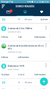 vue semaine type sur FREQUENCE Running par Margaux